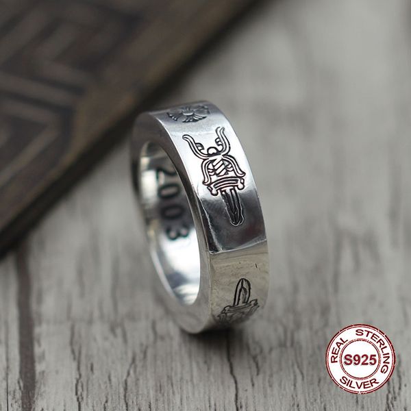 

s925 pure silver men's ring restoring ancient ways is unique ring of the holy sword is an old couple punk style gift your lover 2019