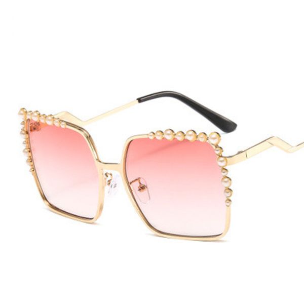 

nauq fashion trend square pearl sunglasses women 2020 gradient lens sun glasses female metal frame glasses uv400, White;black
