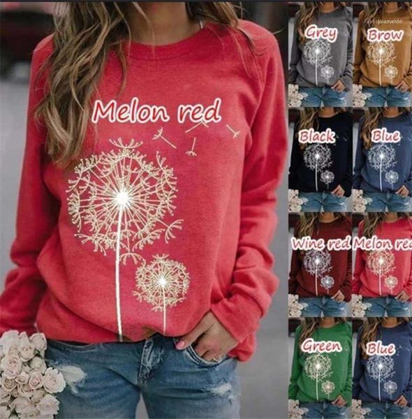 

clothes designer women pullover solid dandelion print womens long sleeve ladies casual, Black