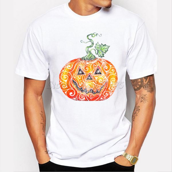 

2019 cool men fashion halloween pumpkin design t shirt novelty customize printed short sleeve tees
