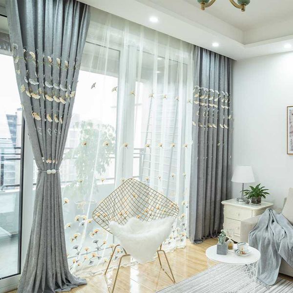 

curtain & drapes 2021 european and american gray shade cloth modern fresh luxury bedroom living room kitchen curtains