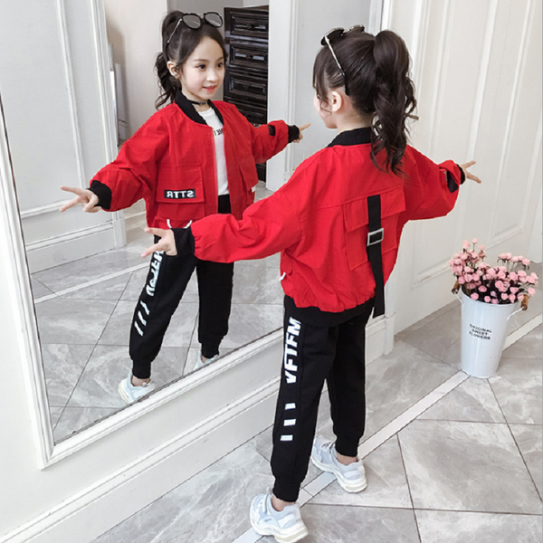 

3-12y teens new fashion kids suit jacket + pants 2piece baby girl clothes winter and autumn boy clothes, White