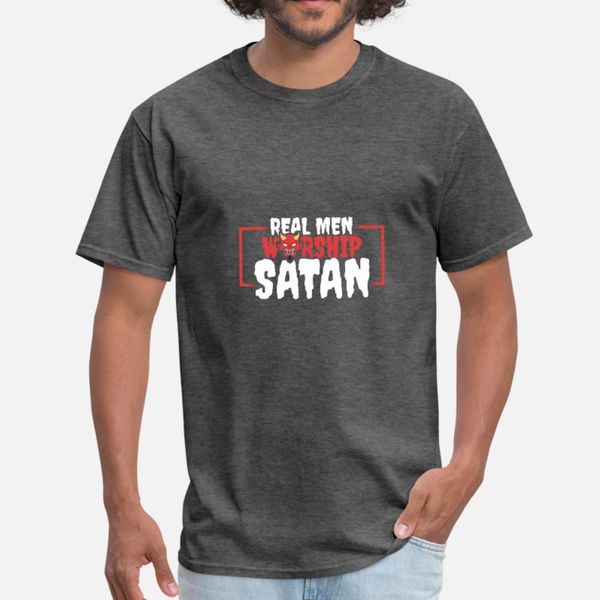 

real men worship satan satanism antichrist gift t shirt men printing cotton round collar basic solid interesting authentic summer vintage