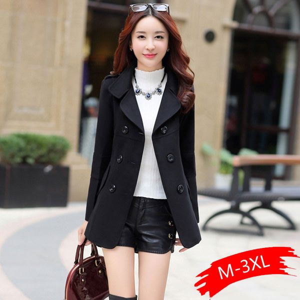 

2020 winter clothes short wool coat women coat korean autumn woolen fashion double-breasted jacket elegant blend 77, Black