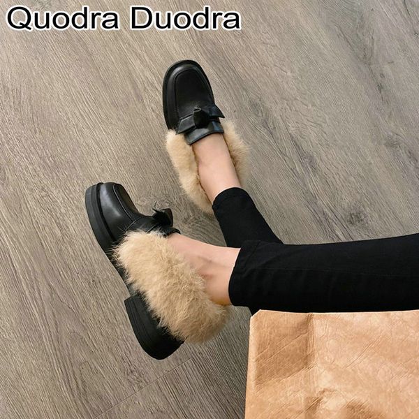 

new women's pumps shoes thick high heels chunky square toe cover toe slip-on shoes casual slipper fur fashion size 33-46 38, Black