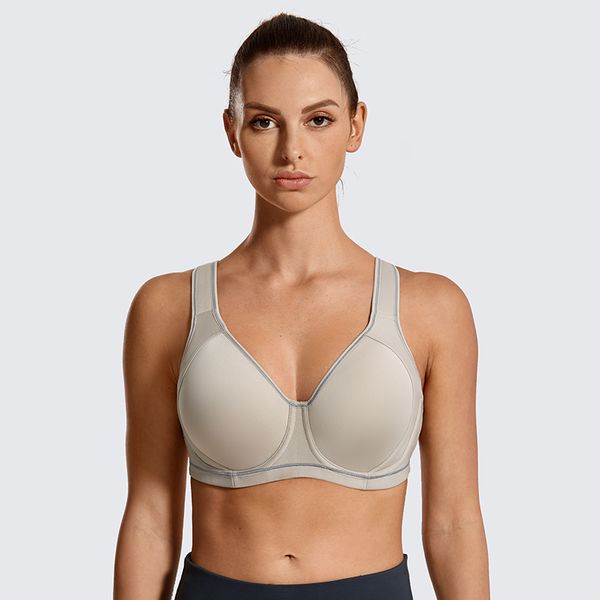 

women high impact coolmax full figure slightly padded molded cup underwire sports bra, White;black