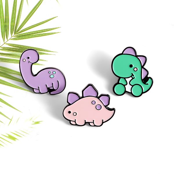 

cartoon dinosaur baby enamel pin colorful jurassic animal brooches backpack clothing jewelry badge gift for women men, Gray