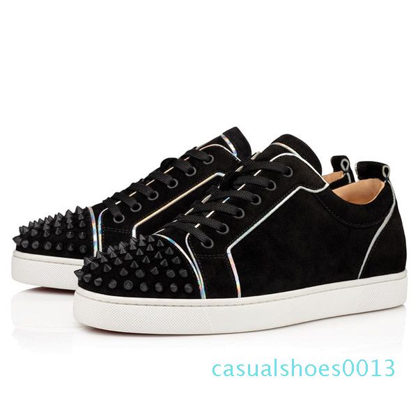 

2010 luxury designer shoes red bottom genuine leather sneakers black casual shoes size 35-48 with box c13