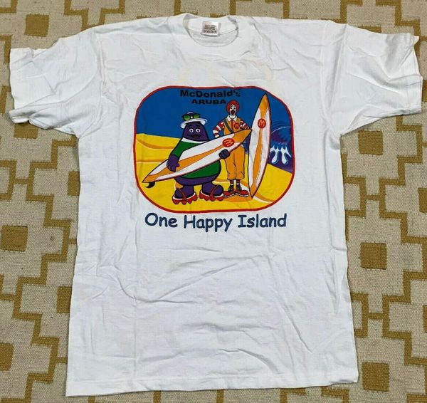 

VTG McDonalds Aruba One happy island grimace T shirt Mens