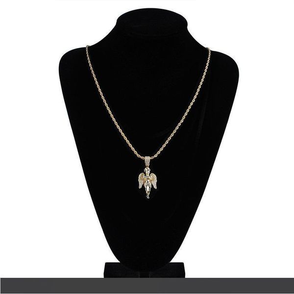 

2020 mens hip hop 18k gold plated pendant necklace iced out angle pendant necklace fashion, Silver