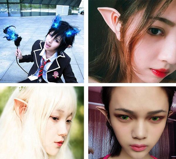 

halloween gift fairy ear latex cosplay props party magic city sharp ear elfeel vampire party mask for latex soft false ear