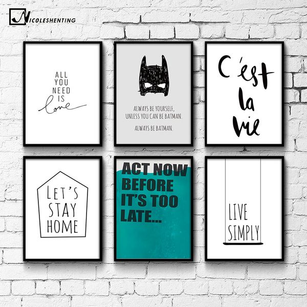 

cartoon batman quote motivational poster print wall art canvas painting life quote picture for living room decoration home decor