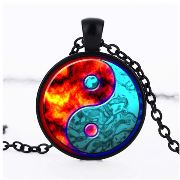 

yin yang p cabochon glass chain necklace,charm creative women pendants fashion jewelry accessory,friend gifts, Silver