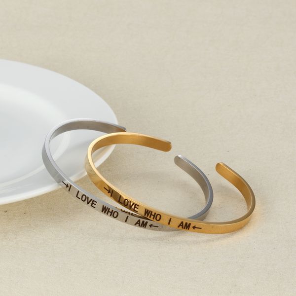 

bangle stainless steel engrave i love who am bangles,5pcs logo 3.5*62mm, Black