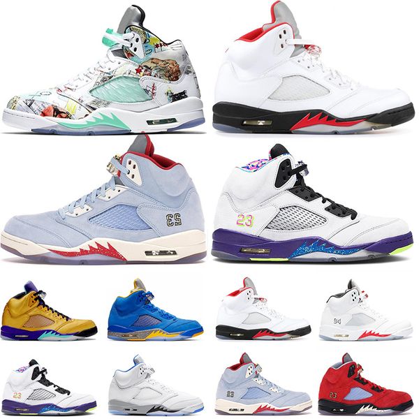 

jumpman 5s men basketball shoes 5 mens trainers og hyper royal outdoor sports sneakers size 40-47, White;red