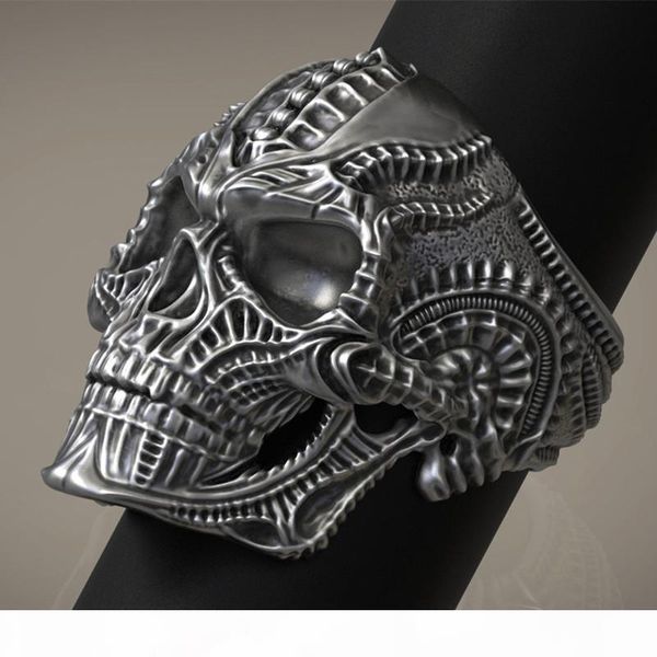 

eejart 316l stainless steel alien skull ring for men, Silver
