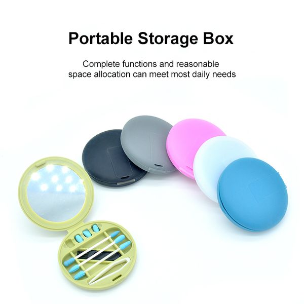 

reusable cotton swab ear cleaning silicone washable makeup swabs sticks soft flexible make up tools kit makeup with mirror set