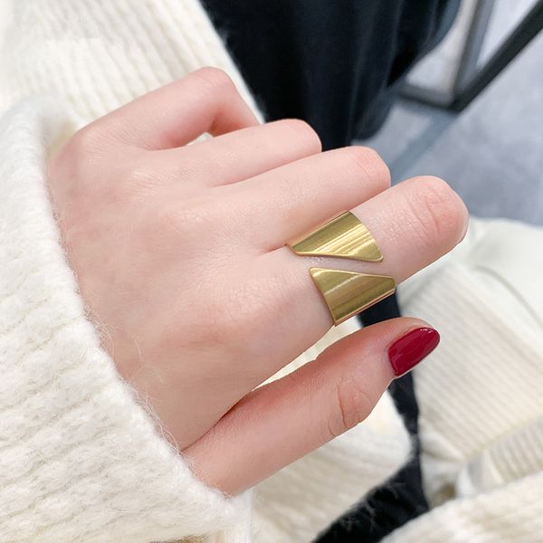 

yun ruo vintage wiredrawing gold ring club style gold plated woman gift fashion 316l titanium steel stainless jewelry never fade, Golden;silver