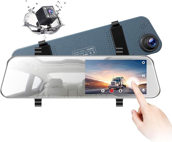 

full hd 1080p 5" lcd mirror dash cam rear view mirror camera ultra-thin touch screen dash cam front and rear dual lens dashcam car dvr