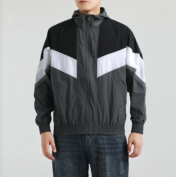 

men hooded jacket winter coats mens outerwear patchwork zipper jackets casual fashion long sleeve men's clothing ing, Black;brown