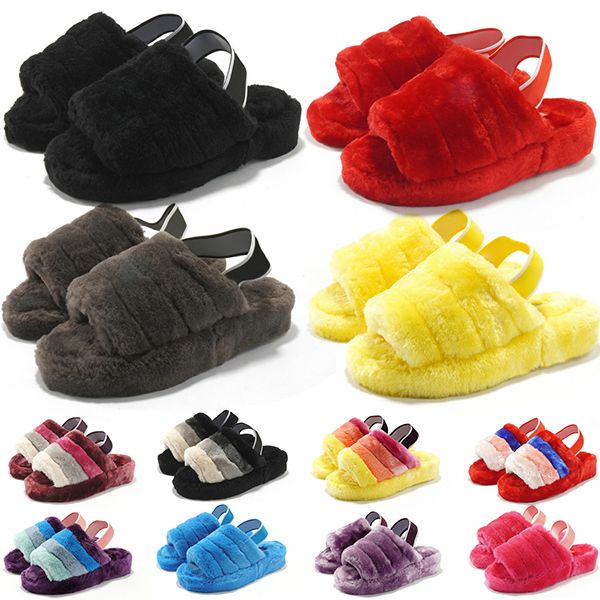 

australia women slides winter snow slippers black red yellow grey pink comfortable keep warm fuzzy flip flops size 36-44
