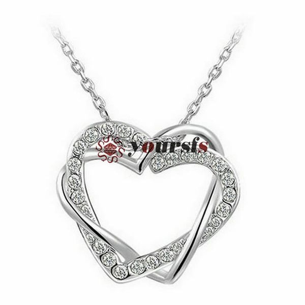 

yoursfs gorgenous 18k белое золото покрытием простой кристалл любовь замок шарм кулон ожерелье серебряные ожерелья цепи для женщин мода ювел, Silver