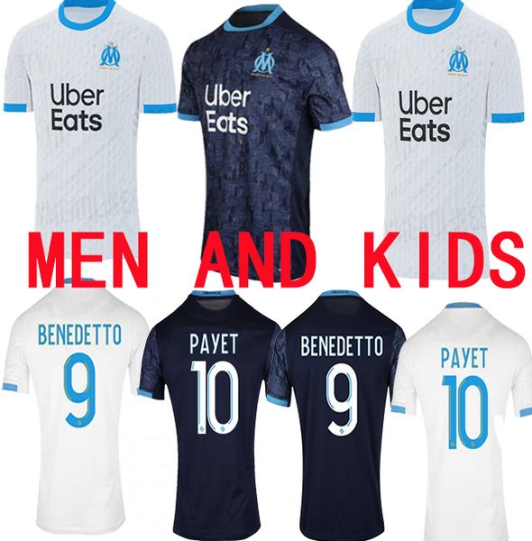 

лучшее качество 20 21 олимпик футбол джерси 2021 om marseille майо de foot пайе бенедетто трикотажные рубашки футбола, Black