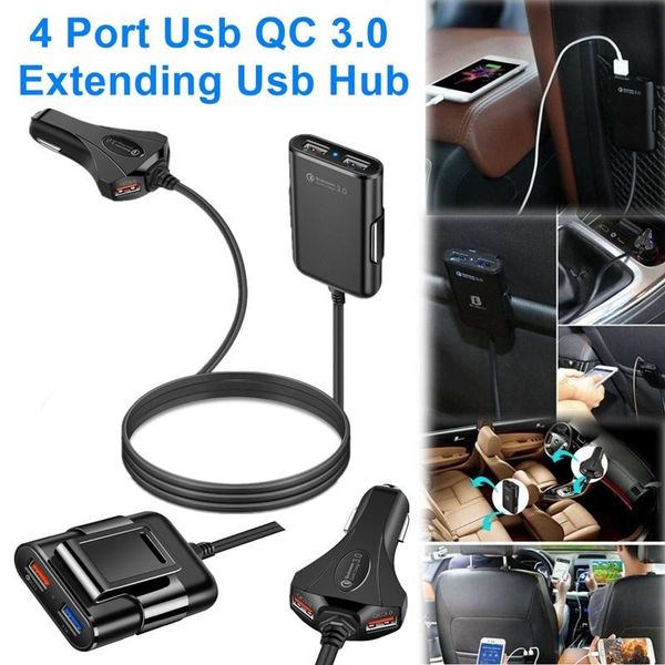 

cgjxs4 port usb qc 3 .0 car charger quick charge 3 .0 phone car fast front back charger adapter car portable charger plug for smartphone iph