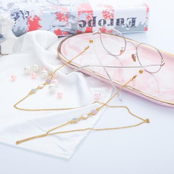 

fashion gold plated titanium steel link chain eyeglasses chains for reading glasses cord sunglasses strap holder neck band, Silver