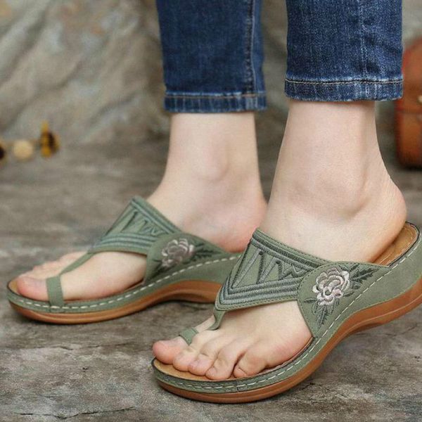 

2020 summer sandals women fashion embroidered flat sandals ladies casual gladiator women flip flops woman slippers, Black