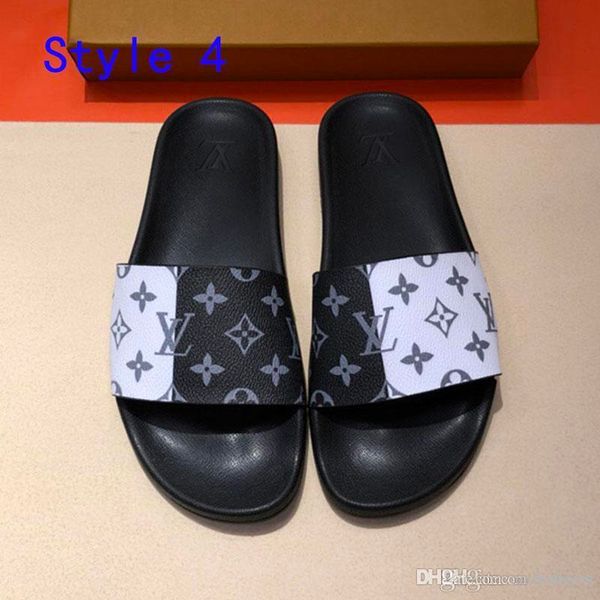 

fashion flip flops men superstars shoes printed leather causal sandals non-slip summer beach slipper vacation men classic shoes with box, Black