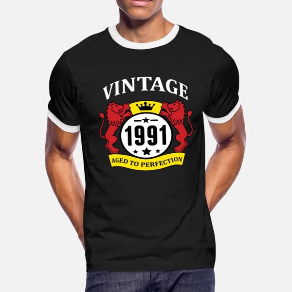 

vintage 1991 aged to perfection t shirt men custom 100% cotton crew neck normal fitness breathable spring autumn cool shirt