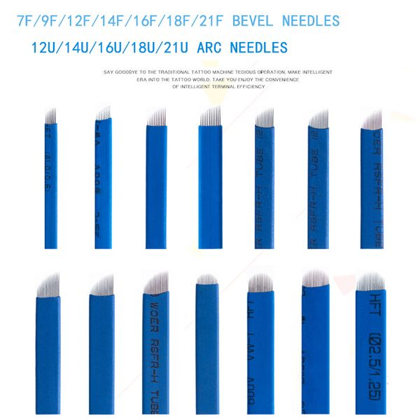 

0.18mm blue flex and u shape eyebrow manual microblading blades for permanent makeup microblading pen