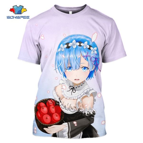 

re:zero ram and rem 3d anime summer street wear men 3d print shirts oversized humor funny men clothing