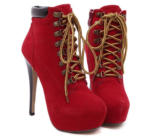 

fashion women boots super high heels fine cross straps with boots lace european women's shoes boots, Black