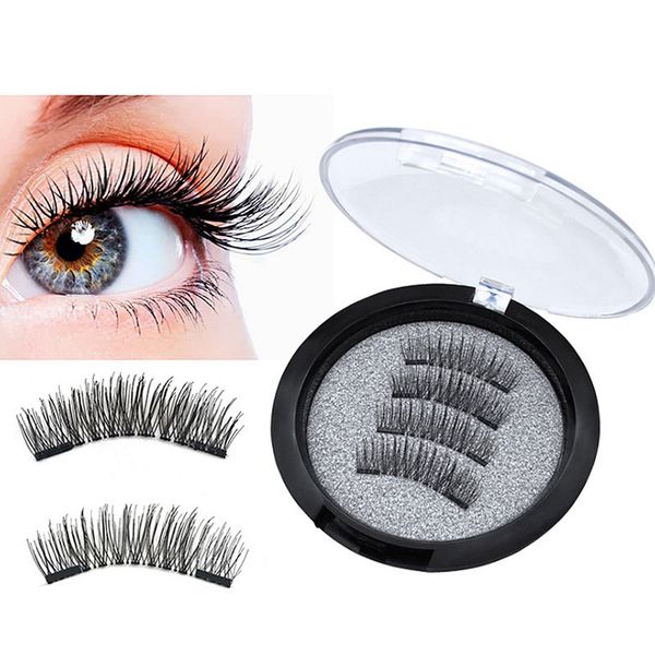 

false eyelashes 3d reusable magnetic quick paste seamless eyelash three magnet -