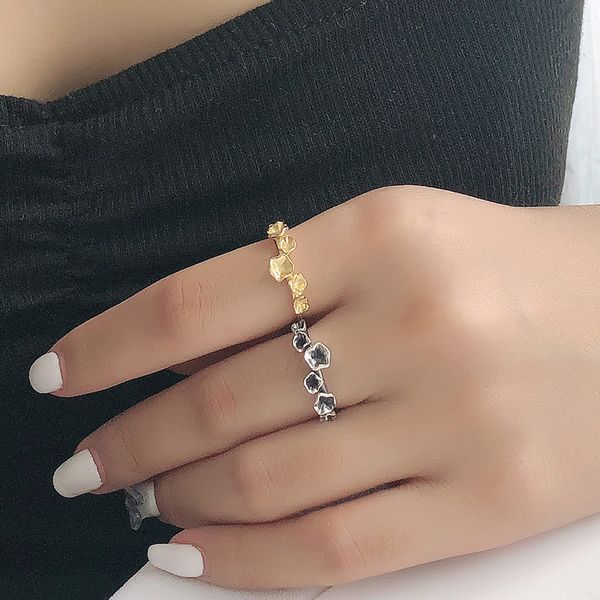 

wtltc 100% 925 sterling sliver multi tiny flowers rings women's creative open finger rings cute plant shaped thumb new hot, Golden;silver
