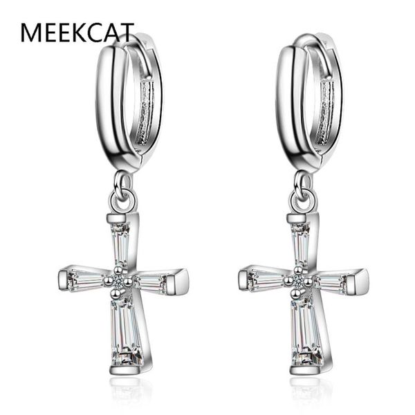 

punk personality 925 sterling silver luxury zirconia cross drop earrings for women fashion jewelry ethnic accessories bijoux