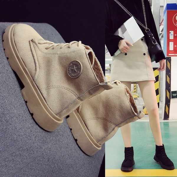 

patchwork cloth chunky sneakers lace up autumn ankle boots women shoes woman winter boots plus size thick sole platform shoes, Black