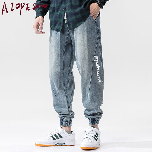 

aiopeson 2020 новый срощенной пят мешковатые джинсы мужчины повседневная сыпучие буквенные мужские джинсы осенняя мода printed мужские, Blue