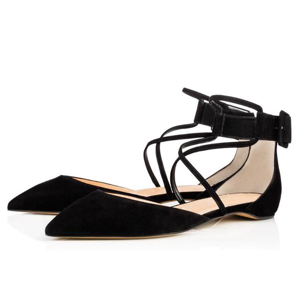 

stunning2020 belt women's cross flat bottom buckle single one pedal large size shoes, Black