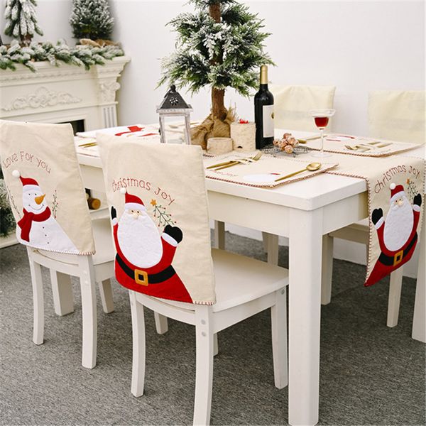 

navidad linen santa claus snowman runner christmas decoration chair cover tablecloth table decor happy new year
