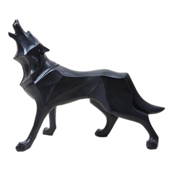 

simulation animal resin home office geometric ornament craft gift wolf statue