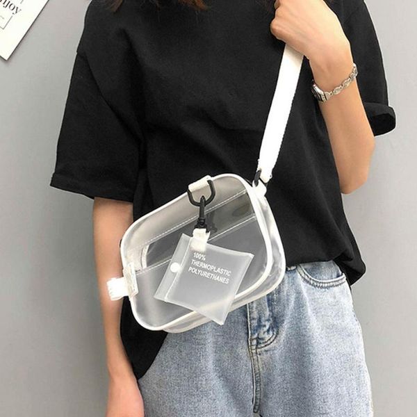 

causual пвх прозрачный clear женщина crossbody сумки на ремне сумки ptgir малый телефон мешки с держателем карты wide ремни щитка