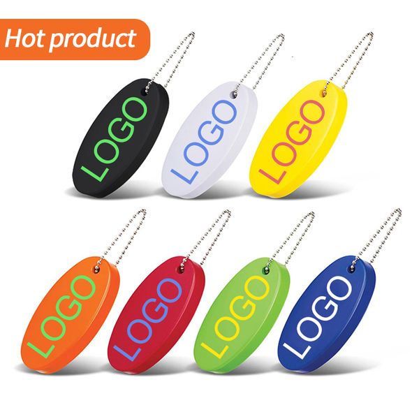 

custom eva pu foam printed oval shape floating key chain, Silver