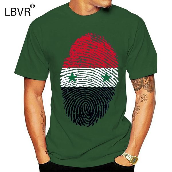 

сирия флаг fingerprint футболка мужчины футболка голубой топы мода одежда o шея с коротким рукавом хлопок футболки vintage tee xxl