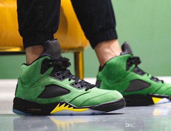 

high air authentic 5 se oregon ducks basketball shoes retro apple green yellow strike black jumpman reflective 5s men sports sneakers