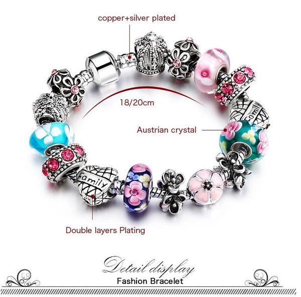

5404 new style authentic 925 sterling silver charms bracelet fit pandora european beads jewelry for women, Black