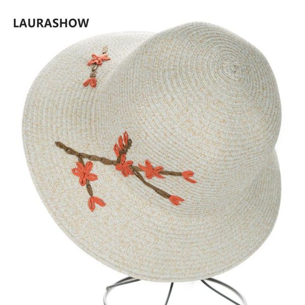 

laurashow women spring summer sun hat with straw hat hats for girl raffia cap, Blue;gray