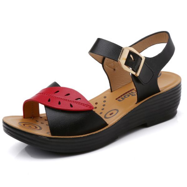 

women's flat ankle flip flops sandal buckle open toe metal shoes new, Black